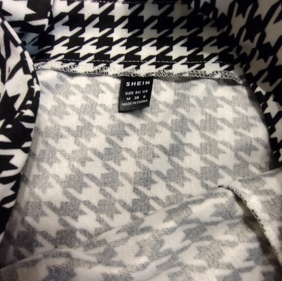 EUC SHEIN Black And White Houndstooth Overall Style Dress Skirt Medium - Picture 4 of 4